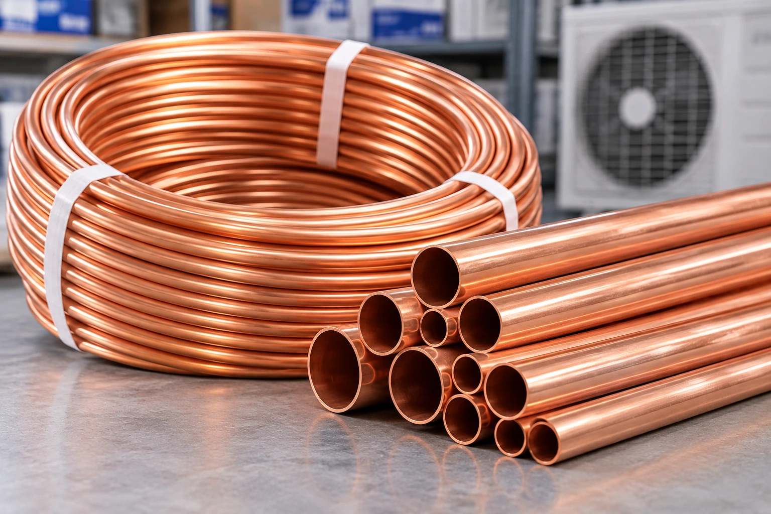 Copper piping for air conditioning connections