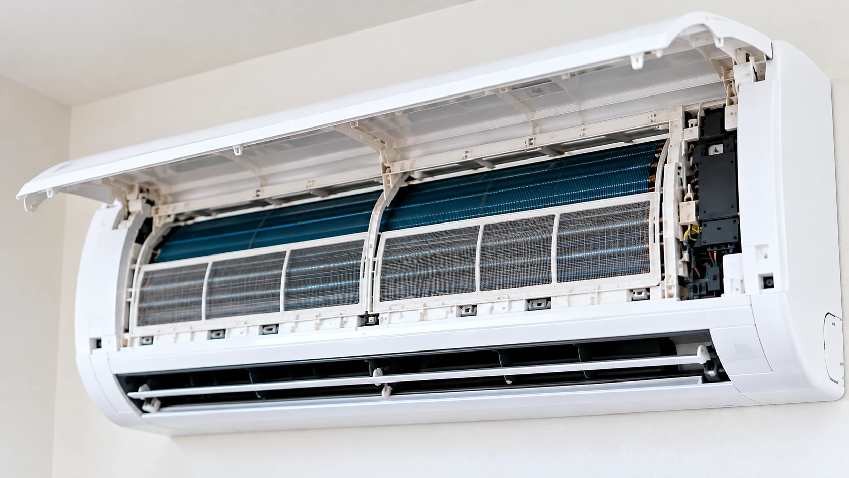 Indoor air conditioner unit being checked for a repair issue